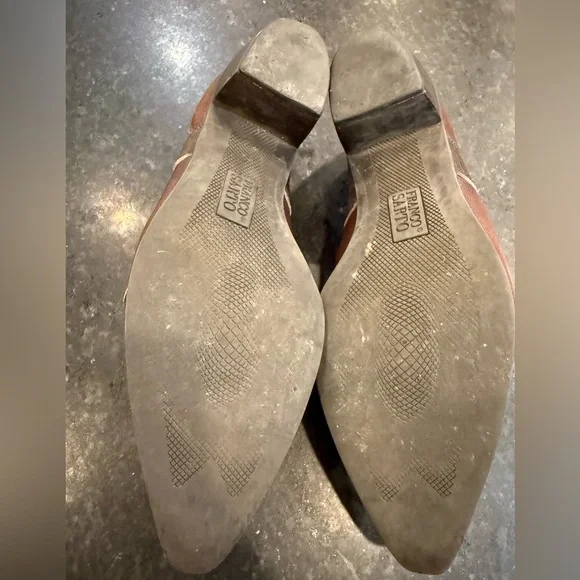 Franco Sarto Brown Leather Ankle Booties w/Intricate Stitching - Women Size 7.5 - Picture 5 of 9